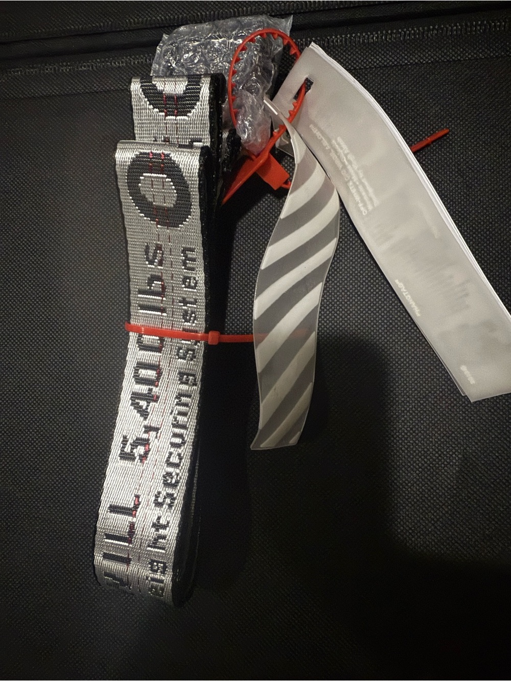 Off-White Industrial Strap Belt in Black, Silver and Red